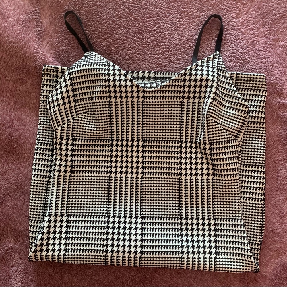 b&w houndstooth print mini dress